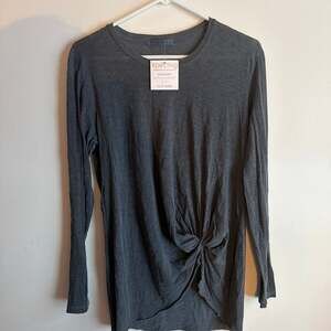 Stateside Charcoal Grey Twist-Front Long Sleeve Knit Top